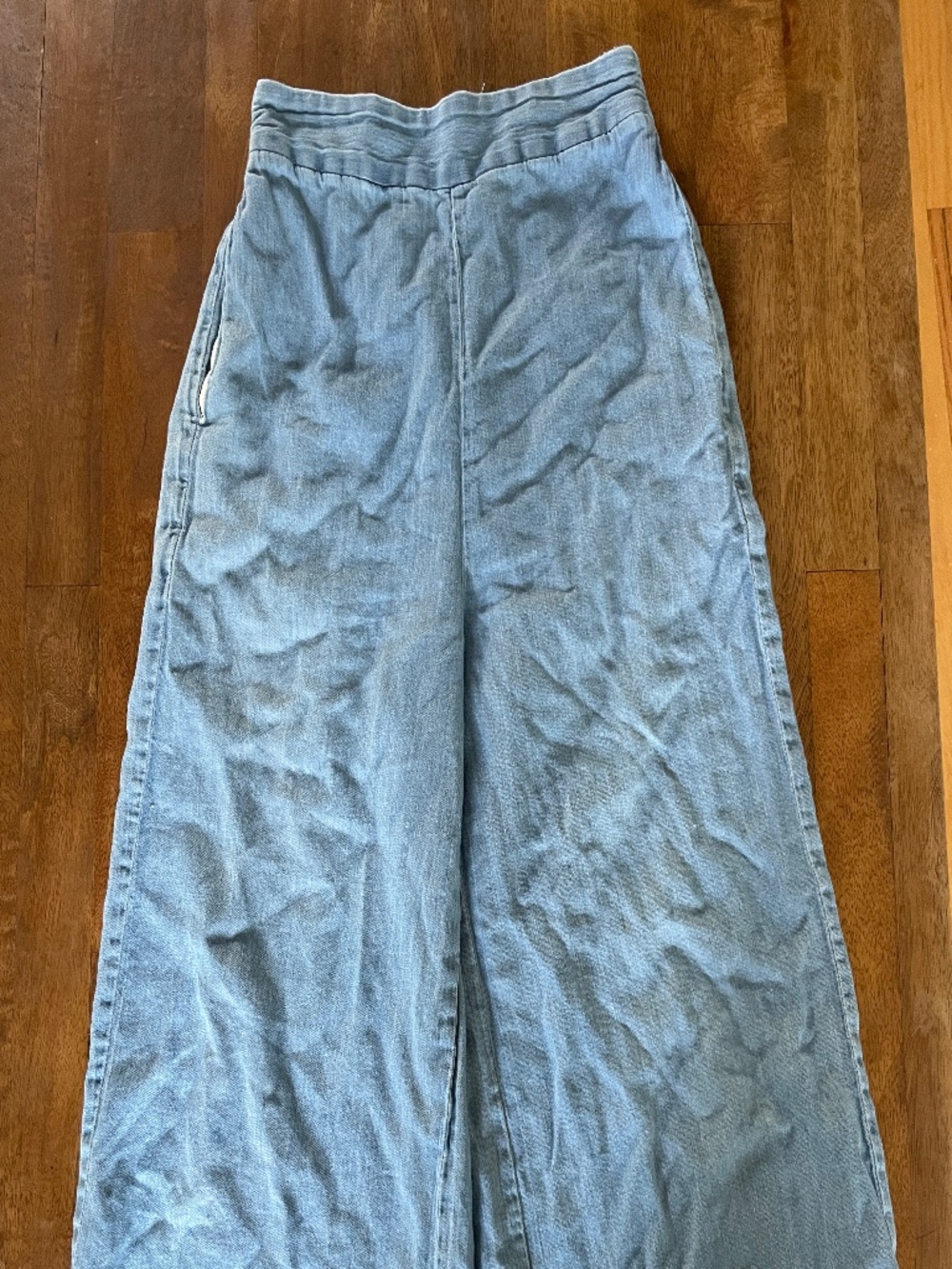 Madewell wide leg light denim pull on pants XS